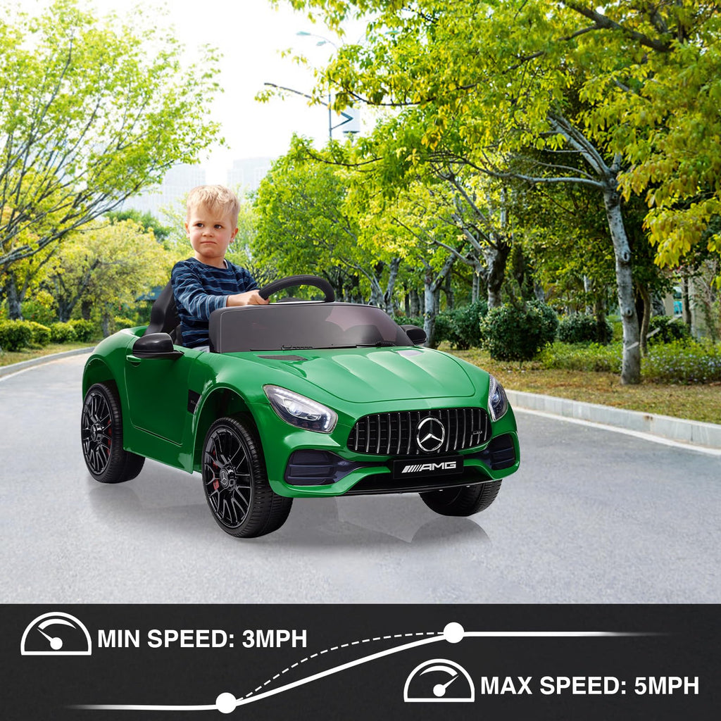 Garvee Ride Car for Kids, 12V Power Battery Electric Vehicles for 3-7 Toddlers, Licensed Mercedes-Benz with Remote Control, MP3 Player - Green