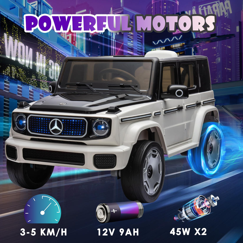 Garvee 12V Licensed Mercedes-Benz EQG Kids Ride On, LED, Music - White