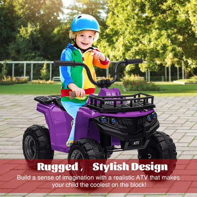 Garvee Ride - P Series: 12V Kids Ride On Electric Quad ATV, Ride Car Toy with Bluetooth Audio,High/Low Speed, LED Headlights, Battery Indicator & Radio Orange - Purple