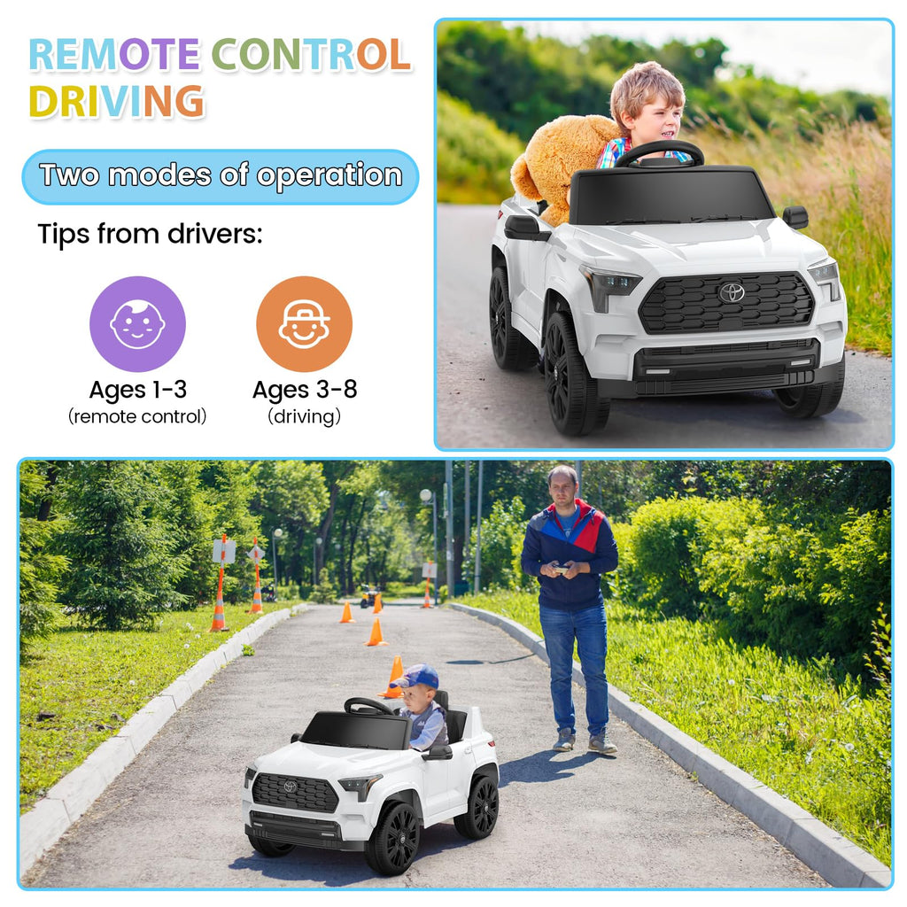 Garvee Ride on Truck Car 12V Battery Powered Kids Electric Vehicles, Licensed Toyota Kid Cars, Ride on Toys with Remote Control, Spring Suspension, LED Lights, Music, 3 Speeds