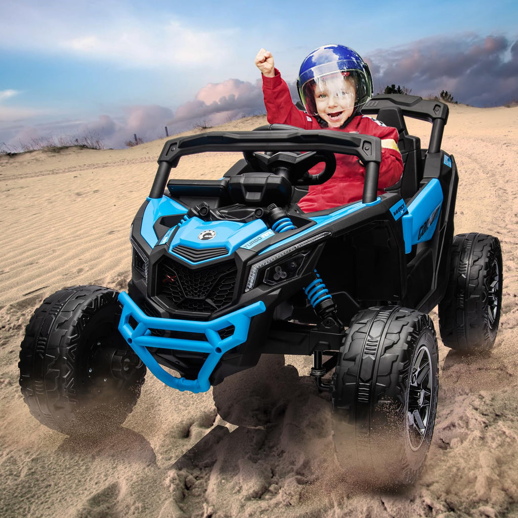 Garvee Ride - P Series: 12V Can-Am Ride-On UTV: Remote Control, Large Seat, Music, LED Lights, Spring Suspension, for Boys & Girls - Blue