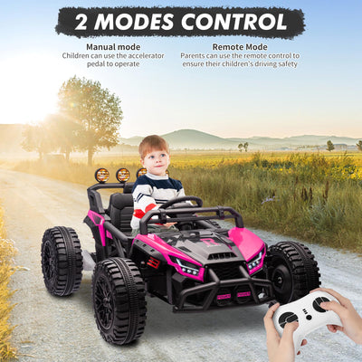 Garvee Ride - P Series: 24V Electric UTV,Ride On Toys for Big Kids,2x130W Powerful Electric Car with Remote Control， 4 Shock Absorbers，LED Lights,Music for Boys and Girls,Pink