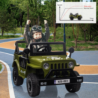 Garvee Ride - P Series: 12V Kids Ride On Truck Car, Remote Control, Spring Suspension, Multiple Speeds, LED Lights, Music, Safety Belt, Outdoor Adventure Toy for Kids 3+ Green