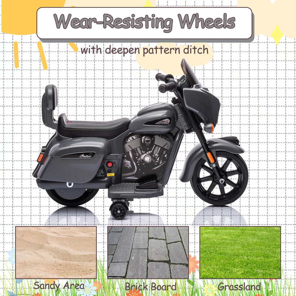 Garvee Ride - B Series: 6V Ride-On Motorcycle for Kids, Electric Dirt Bike with USB, Music, Headlight - Grey