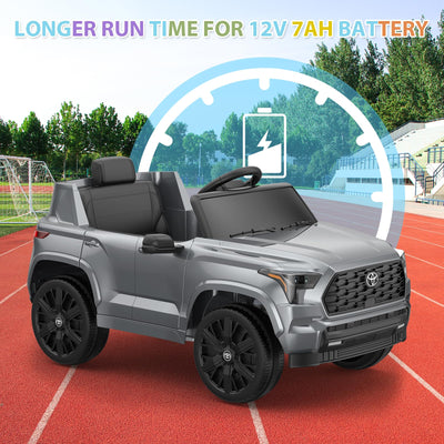 Garvee Ride on Truck Car, 12V Licensed Toyota Electric Cars for Kids, Ride on Toys with Remote Control, Spring Suspension, LED Lights, Bluetooth, 3 Speeds - Grey