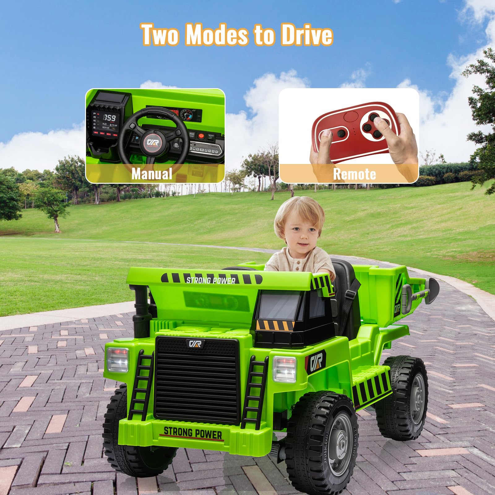 Garvee Ride - P Series: 12V Electric Bed Remote Control Shovel USB MP3 Music Battery Indicator Green
