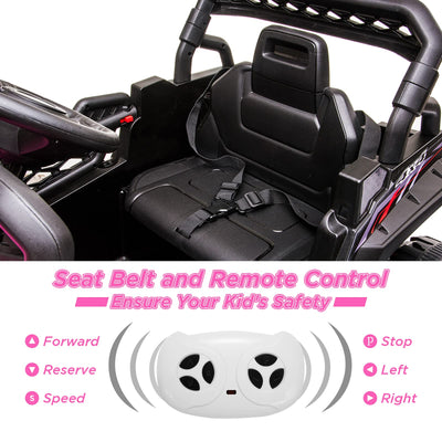 Garvee Ride - P Series: 12V Kids Car: Ride-On Truck, Remote, Suspension, LED, 1.8-3.7 MPH, MP3, Engine Sound, ASTM Certified, for 3-7 Years - Pink