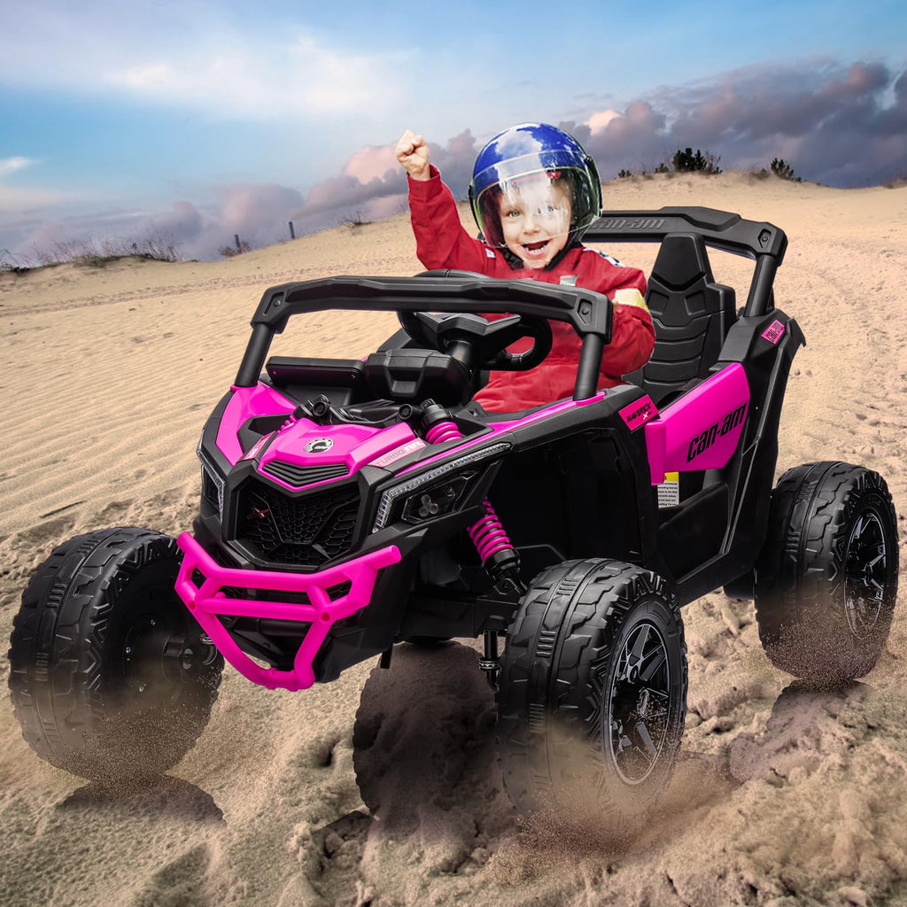 Garvee Ride - P Series: 12V Can-Am Ride-On UTV: Remote Control, Large Seat, Music, LED Lights, Spring Suspension, for Boys & Girls - Rose