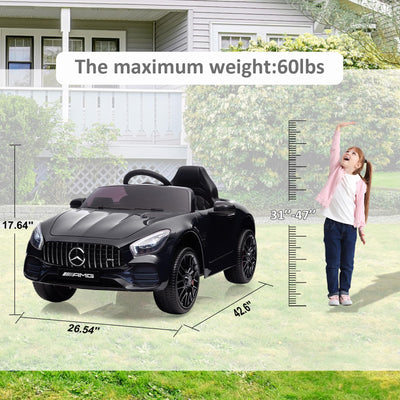 Garvee Ride Car for Kids, 12V Power Battery Electric Vehicles for 3-7 Toddlers, Licensed Mercedes-Benz with Remote Control, MP3 Player - Black