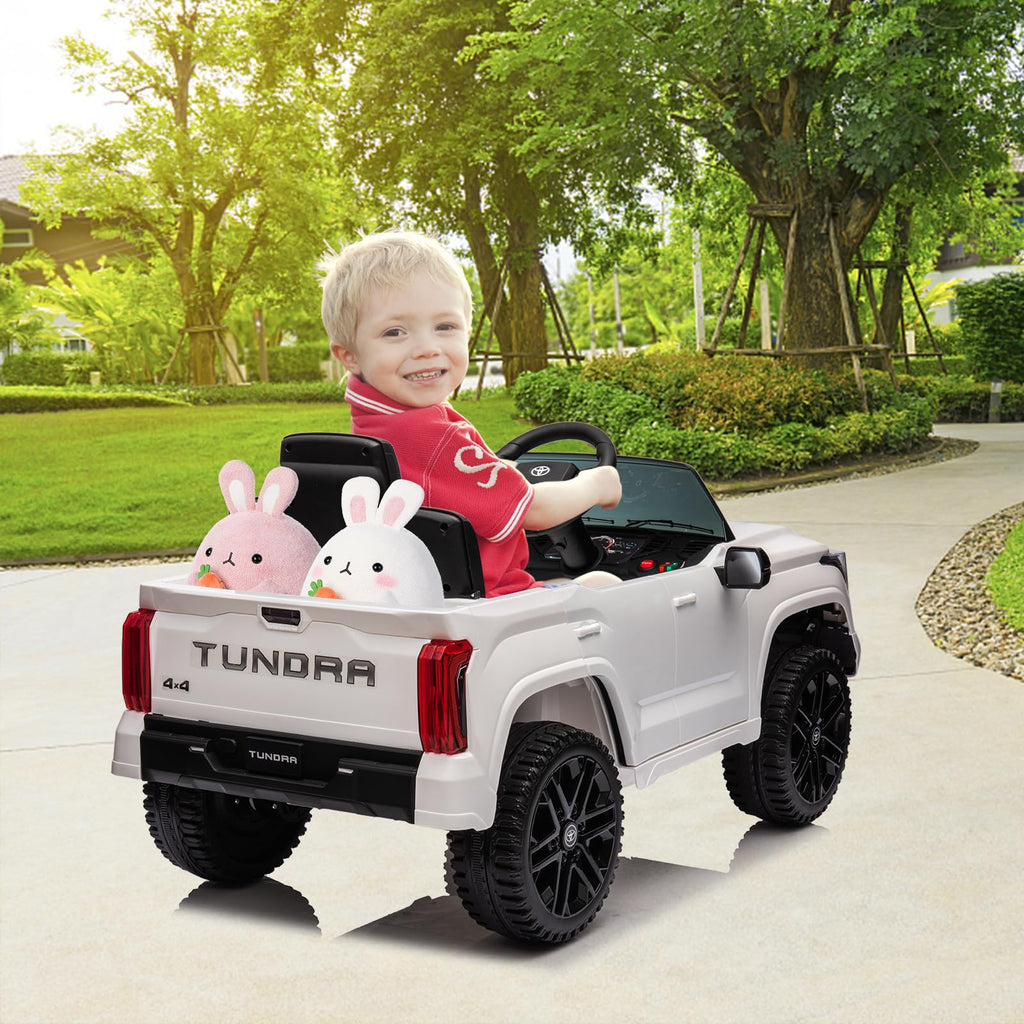 Garvee Ride - P Series: 12V Ride on Car For Kids Age 3+ , Licensed Toyota, with Remote Control, MP3, LED Lights, Suspension System, Double Doors, Safety Belt, Ride On Toys for Boys Girls - White