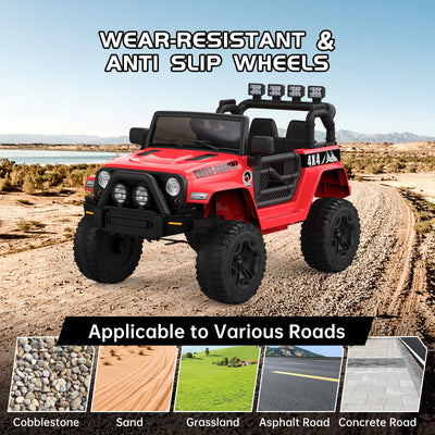 Garvee Ride - P Series: 12V Kids Ride On Truck Car w/Parent Remote Control, Spring Suspension, Led Lights,3 Speed Adjustable, Kids Gift for Boys and Girls - Red