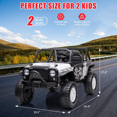 Garvee Ride - P Series: 2-Seater Ride On Truck for Kid, 24V Battery Powered Kids Car with Remote Control, 19" Extra Wide Seat, 2 Motors, Led Light, Enhanced Suspension - White