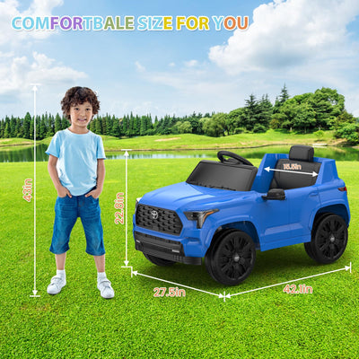 Garvee Ride on Truck Car, 12V Licensed Toyota Electric Cars for Kids, Ride on Toys with Remote Control, Spring Suspension, LED Lights, Bluetooth, 3 Speeds - Blue