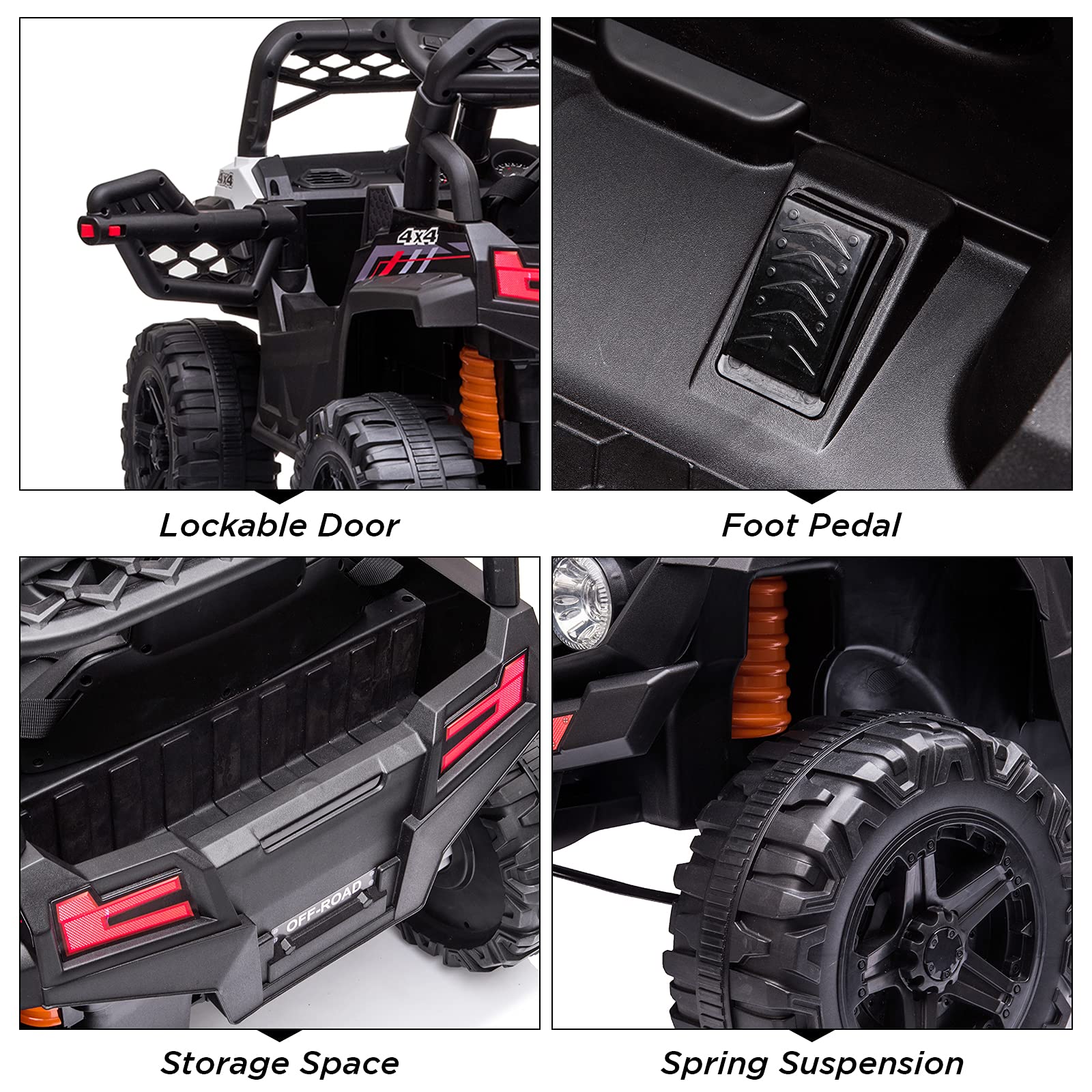Garvee Ride - P Series: 12V Kids Car: Ride-On Truck, Remote, Suspension, LED, 1.8-3.7 MPH, MP3, Engine Sound, ASTM Certified, for 3-7 Years - White