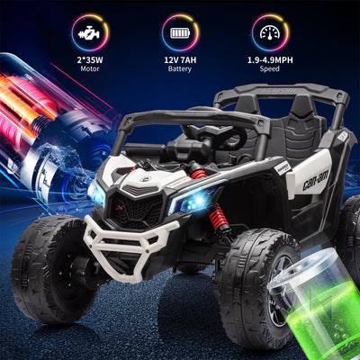 Garvee Ride - P Series: 12V Can-Am Ride-On UTV: Remote Control, Large Seat, Music, LED Lights, Spring Suspension, for Boys & Girls - White