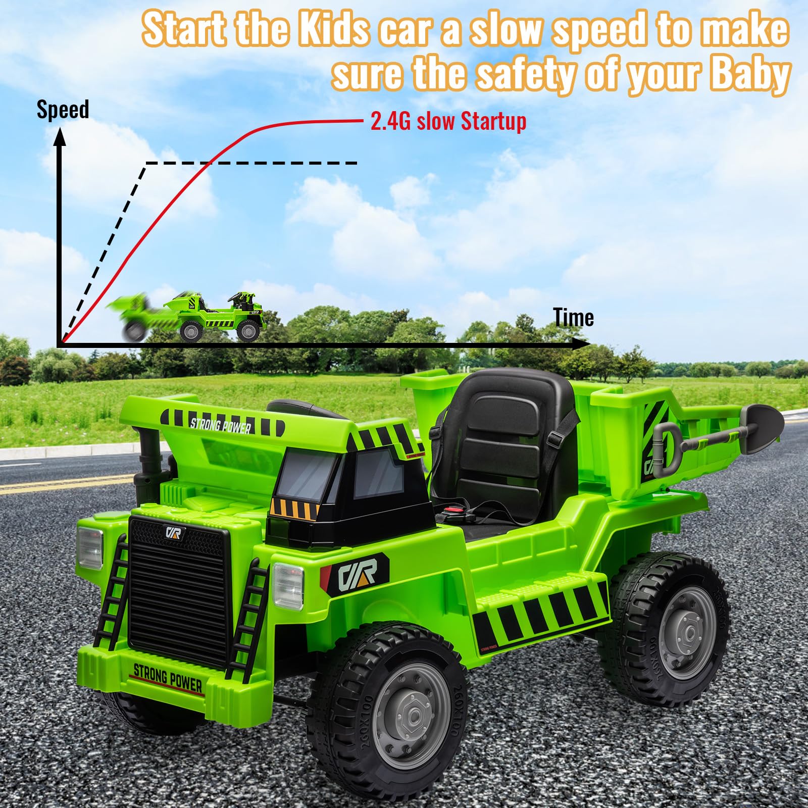 Garvee Ride - P Series: 12V Electric Bed Remote Control Shovel USB MP3 Music Battery Indicator Green