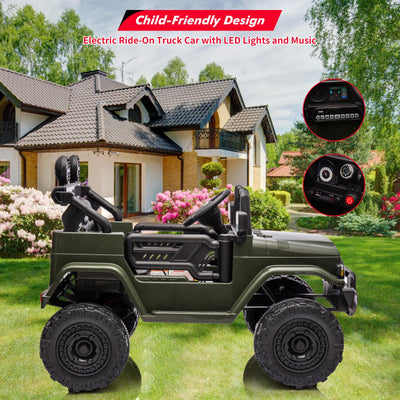 Garvee Ride - P Series: 12V Ride on Car for Kids, Licensed Toyota Ride on Truck, Battery Powered Electric Kids Car with Remote Control, Music, LED Lights, Suspension System, Double Doors, Safety Belt,Ride On Toy - Green
