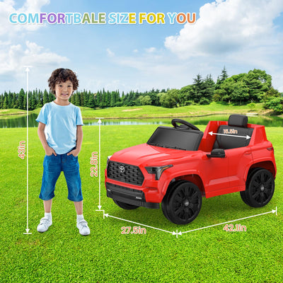 Garvee Ride on Truck Car, 12V Licensed Toyota Electric Cars for Kids, Ride on Toys with Remote Control, Spring Suspension, LED Lights, Bluetooth, 3 Speeds - Red