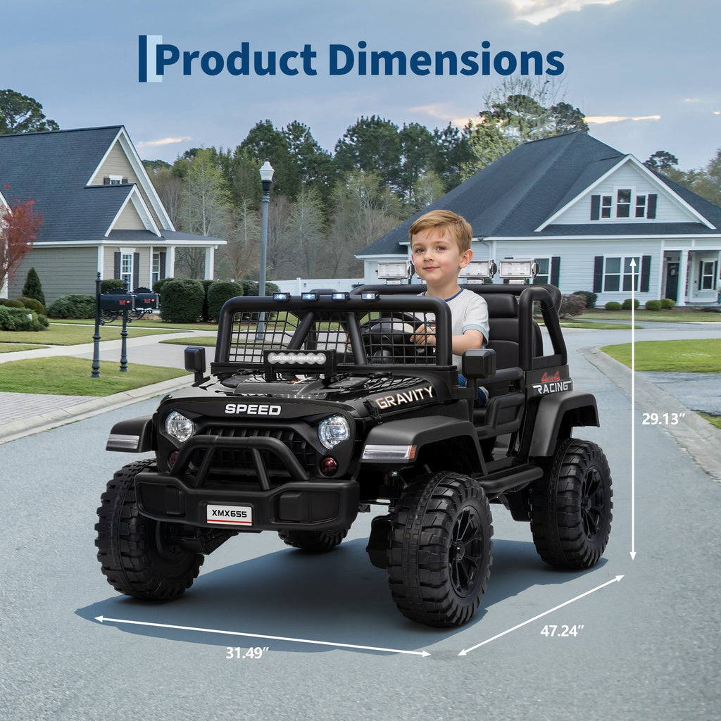 Garvee Ride - P Series: 2 Seater Ride On Car for Kids, 24V Electric Truck with Parent Remote Control, Spring Suspension, 2 Speeds, LED Headlight & Music Player, Kids Electric Vehicle for Aged 3-8 Years