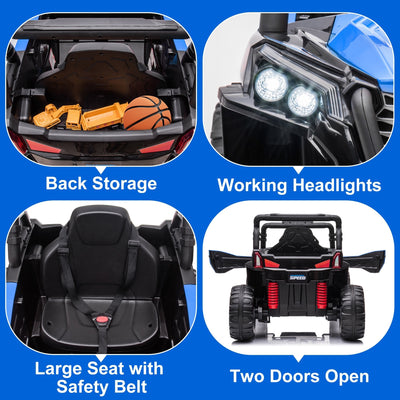 Garvee Ride - P Series: 12V Toy Electric Truck Utv with Large Wide Seat and Remote Control, Led Lights, Wireless Connection, Music, 2 Spring Suspension for 3-8 Boys & Girls