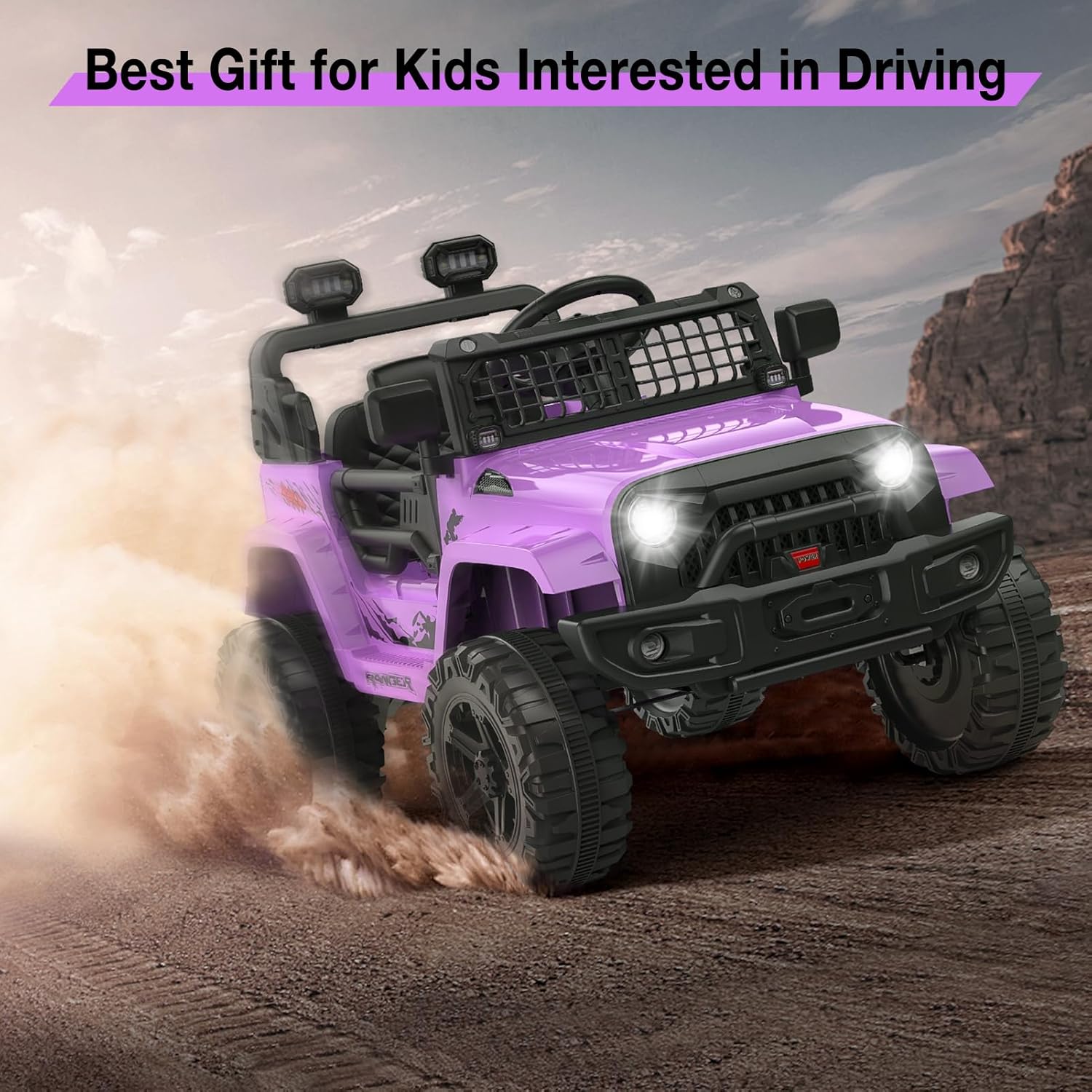 Garvee Ride P Series 12V Kids Electric Ride On Truck Car w/Parent Remote Control, Spring Suspension, LED Lights & AUX Port | Outdoor Ride Toy for Boys Girls 3+ Years