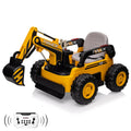 Garvee Ride - P Series: 12V Kids Ride On Excavator Digger Car with Remote Control & Electric Digging Arm with 2x35W Motors, 10Ah Large Battery, 4x75W Driving Motors,Led Tail Light, Music, USB, Ride Toy , Yellow
