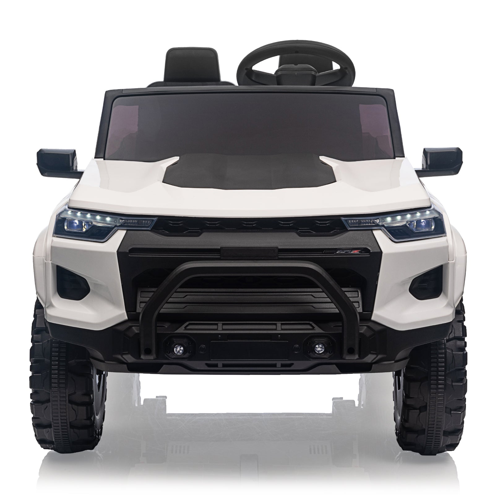 Garvee Ride - P Series: 24V Kids Ride On Car 2 Seater Electric Ride On Toy for Toddlers Battery Powered Truck Car With Remote Control, Battery Display, Handle, Trunk, LED Lights, Music (White)