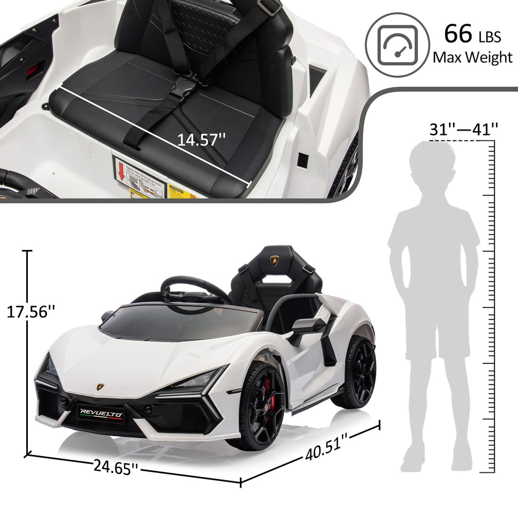 Garvee Ride - P Series: 12V Ride On Car for Kids, Licensed Revuelto Electric Vehicle, Battery Powered Sports Car Toy for Boys & Girls, with Bluetooth, Usb