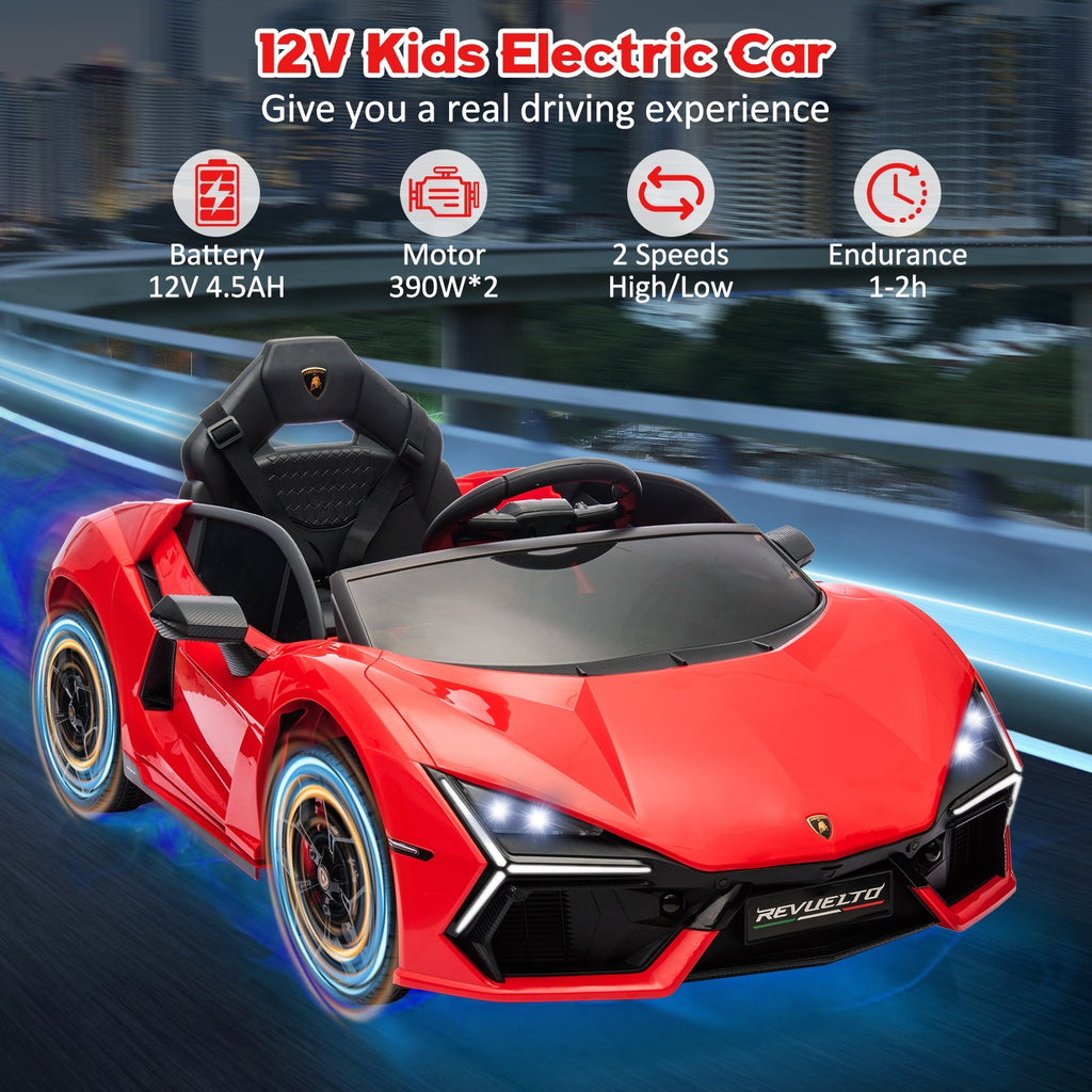 Garvee Ride - P Series: 12V Ride On Car for Kids, Licensed Revuelto Electric Vehicle, Battery Powered Sports Car Toy for Boys & Girls, with Bluetooth, Usb