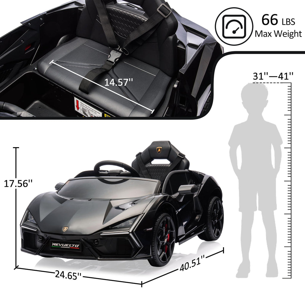 Garvee Ride - P Series: 12V Ride On Car for Kids, Licensed Revuelto Electric Vehicle, Battery Powered Sports Car Toy for Boys & Girls, with Bluetooth, Usb