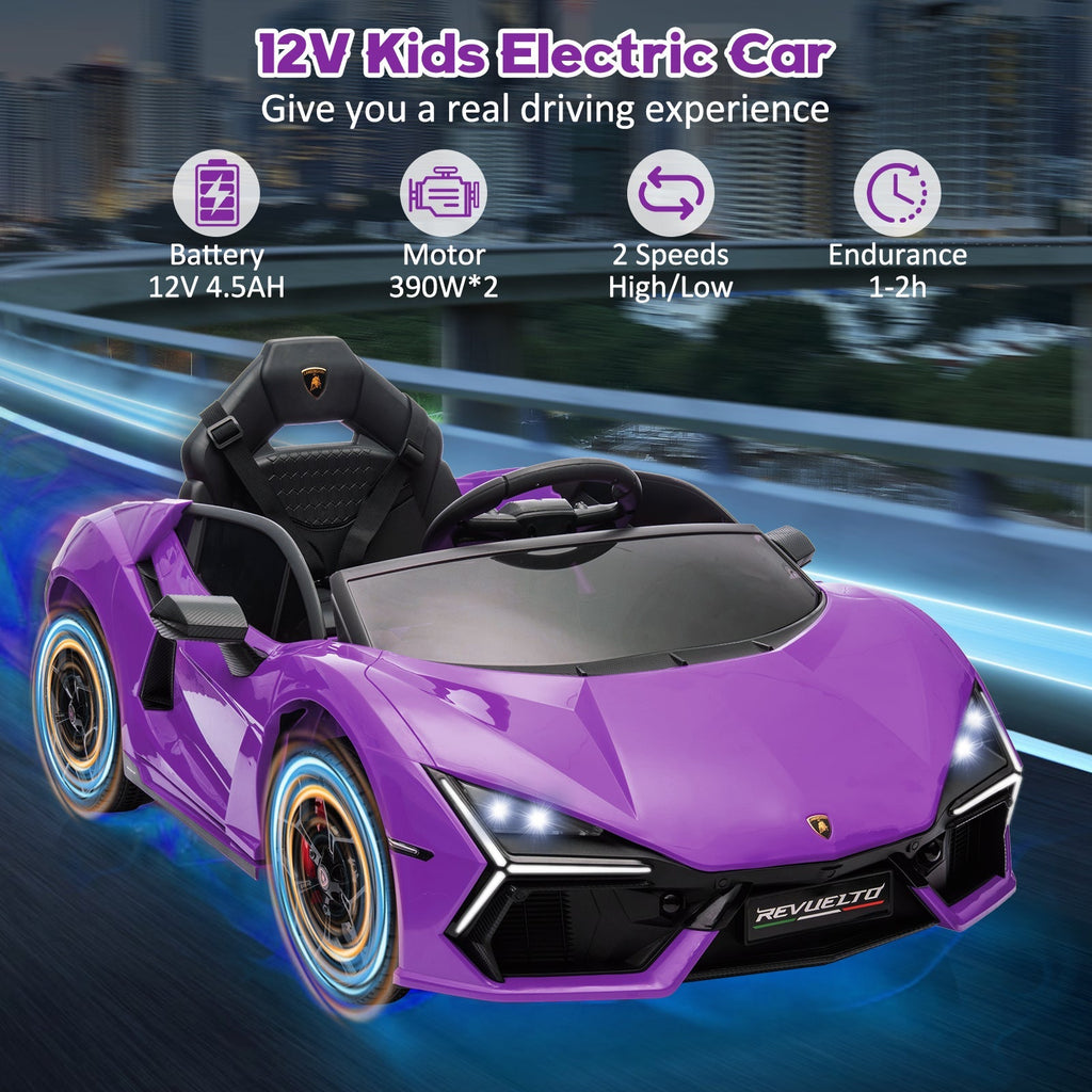 Garvee Ride - P Series: 12V Ride On Car for Kids, Licensed Revuelto Electric Vehicle, Battery Powered Sports Car Toy for Boys & Girls, with Bluetooth, Usb