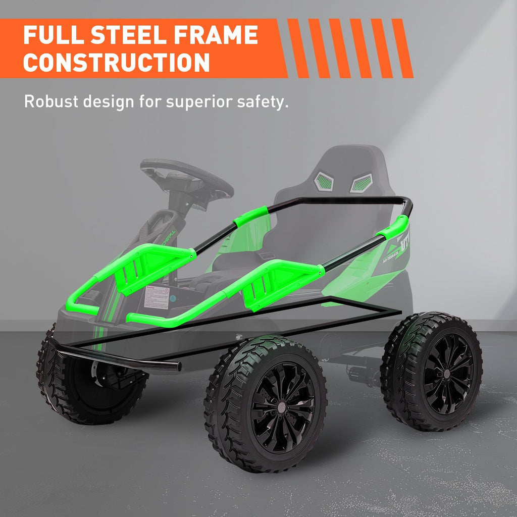 Garvee 24V Kids Electric Car with Parent Control, 200W 4x4 Ride On Toy for Big Kids, 4 Shock Absorbers, Metal Frame, 4 Wheeler ATV for Boys Girls Ages 3+, Green