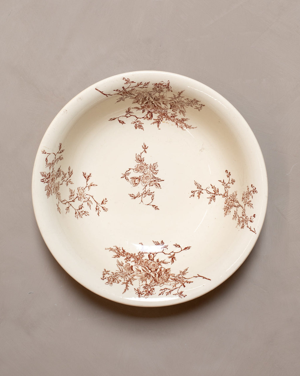 Vintage Transferware Serving Bowl - Brunette Juniper & Wild Rose
