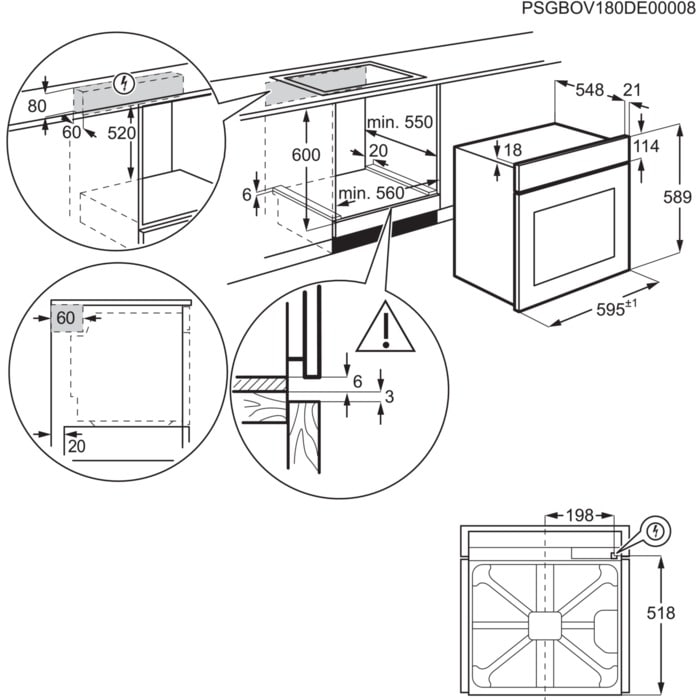 AEG 3000 Series BEX535A61M Air Fry Electric Single Built In Oven with Retractable Dials in Stainless Steel