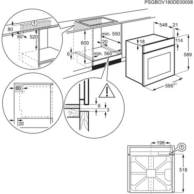 AEG 3000 Series BEX535A61M Air Fry Electric Single Built In Oven with Retractable Dials in Stainless Steel
