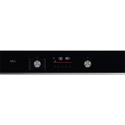 AEG 5000 Series GA5PB501AB Surround Cook with Steam Bake Electric Single Built In Oven with Retractable Dials Black