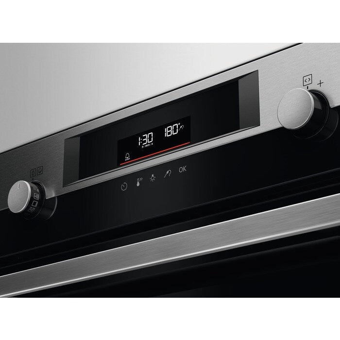 AEG 6000 Series BPE556060M Steam Bake Electric Single Built in Oven with Retractable Dials in Steinless Steel