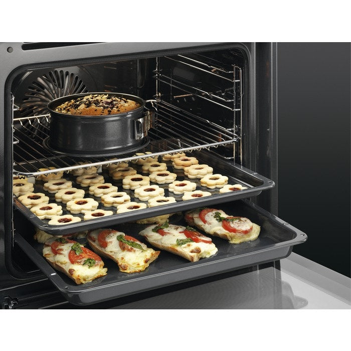 AEG 6000 Series BPK355061B Steam Bake Electric Single Built in Oven with Retractable Dials in Black
