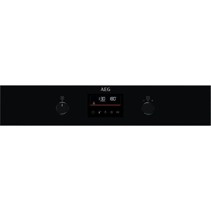 AEG 6000 Series BPK355061B Steam Bake Electric Single Built in Oven with Retractable Dials in Black