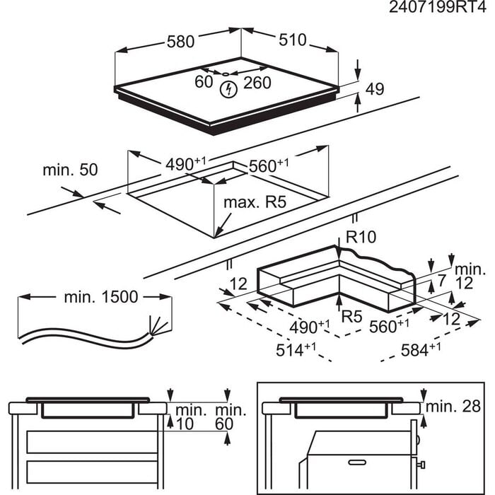 AEG SO64IA0SCB 60cm 4 Zones Induction Hob