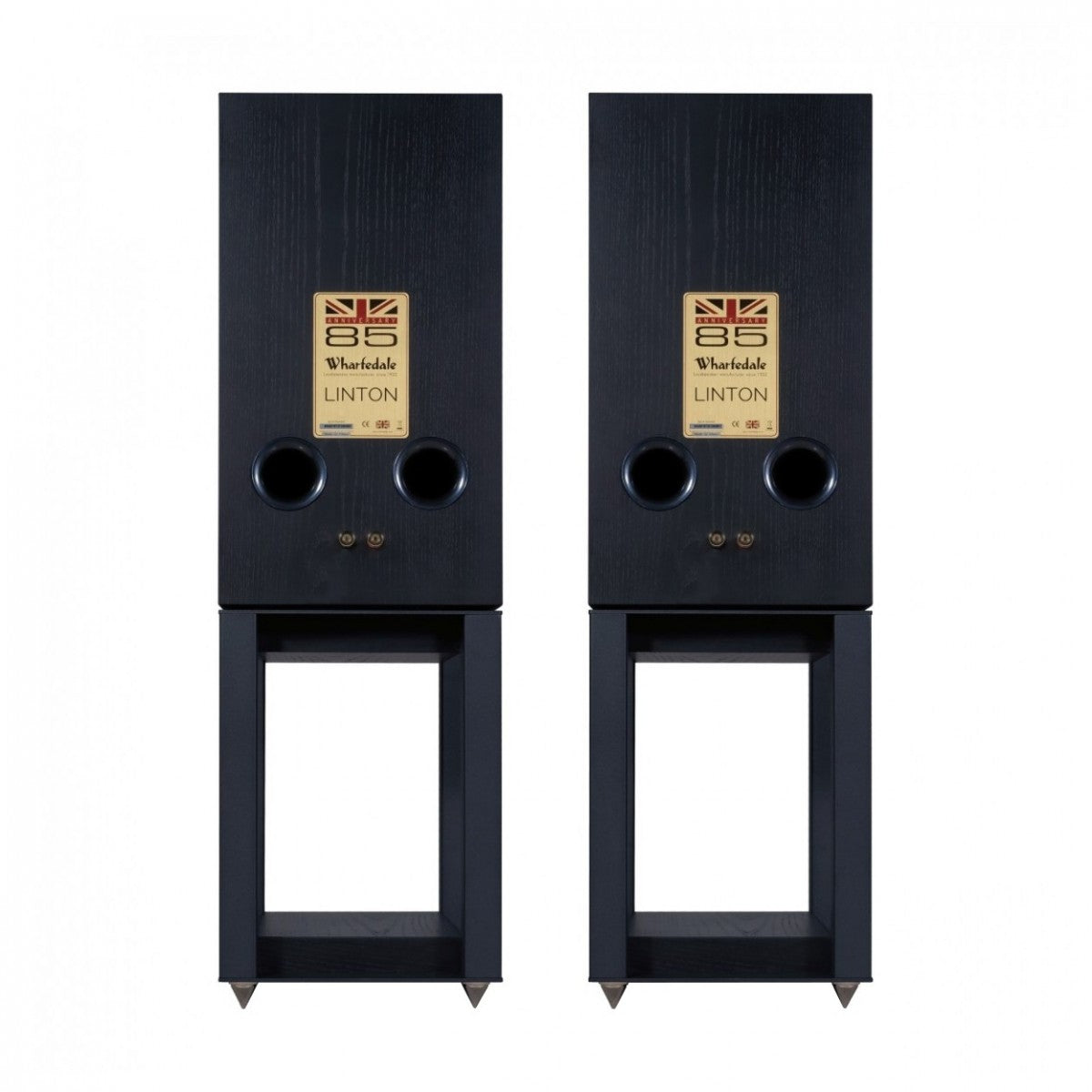 Arcam A15+ Integrated Amplifier with Wharfedale Linton Heritage Standmount Speakers with Matching Stands - Black