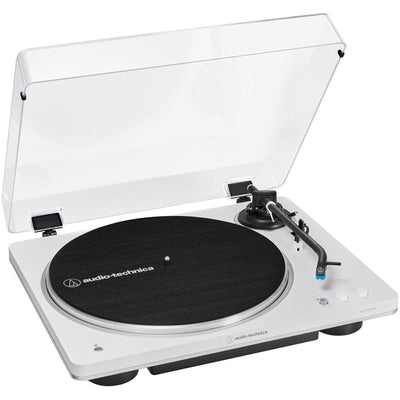 Audio Technica AT-LP70XBT Fully Automatic Bluetooth Wireless Turntable White with Kanto ORA 100W Powered Reference Speakers Pink HiFi Package