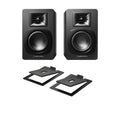 Audio Technica AT-SP3X Powered Bluetooth Bookshelf Speakers with AT-ST3 Stands Pair - Black