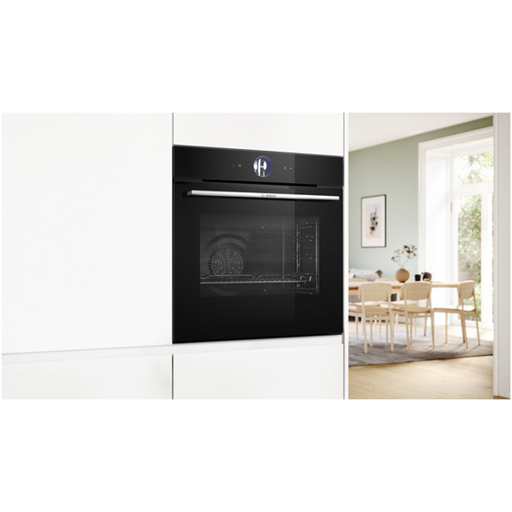 Bosch HBG7764B1B 60cm Series 8 Pyrolytic Electric Built in Single Oven with Air Fry Funtion in Black