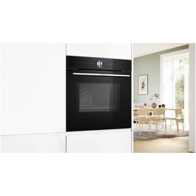 Bosch HMG7764B1B Series 8 Pyrolytic Electric Built in Single Oven with Microwave and Air Fry Function in Black