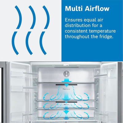 Bosch KFD96APEA Series 6 Plumbed Frost Free American Fridge Freezer Stainless Steel - E Rated