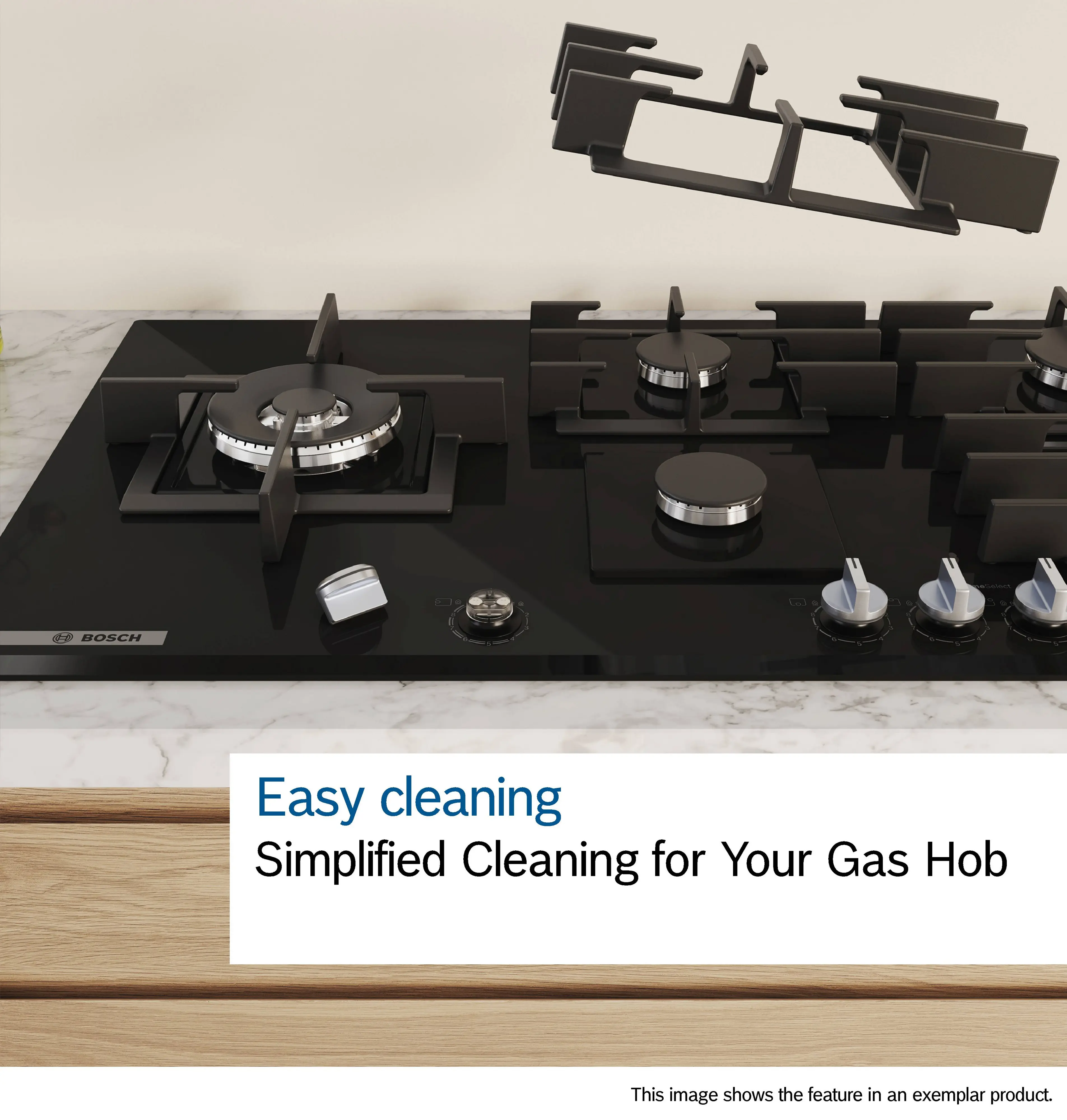 Bosch Series 6 PCQ7A5I90 75cm Gas Hob Stainless Steel