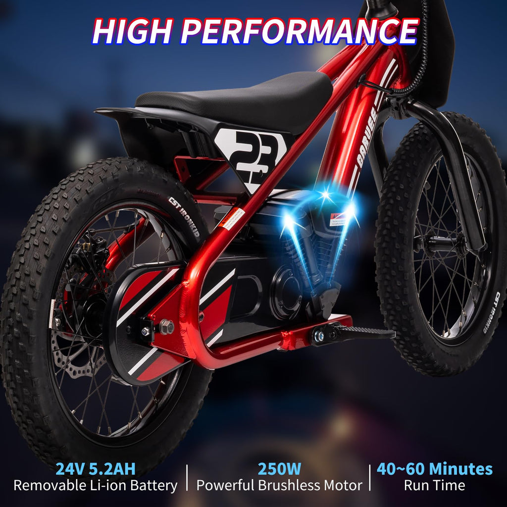 Garvee Ride - G Series: 250W Motor 3-Speed 24V Detachable Battery Aluminum Frame 16IN Off-Road Tires Ages 6-12 Outdoor Riding