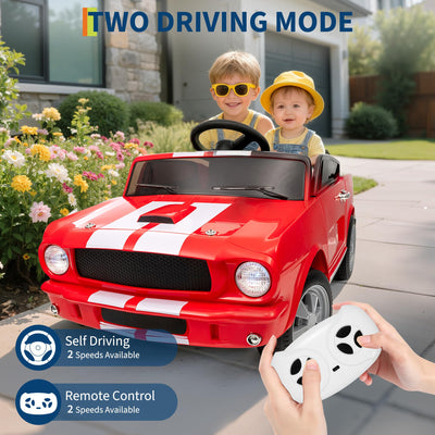 Garvee Ride - P Series: 2 Seater Ride On Electric Car 24V 7AH with Remote Control, 2 Speeds, Safety Belt, LED Lights, Music, Licensed Shelby GT350, Red, for Kids 3+