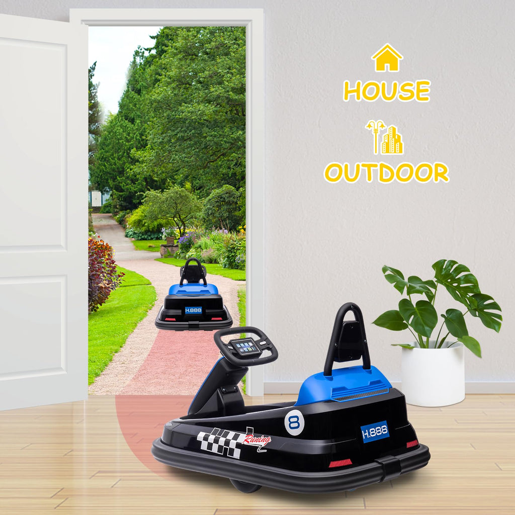 Garvee Ride - B Series: 6V Electric Ride-On with 360° Spin, 2 Speeds, Lights, Music, Horn, PP+Metal, Safety Belts, Anti-Collision Strip, Black for Kids 3-6